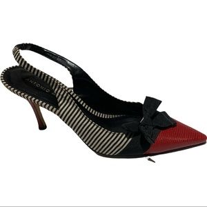 Antonio Melanie Luxury Red Black & White Leather Shoes.Size 7